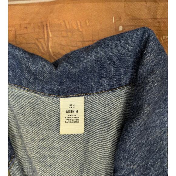 &Denim Jumpsuit Chambray Blue Long Sleeve Tie Waist Pockets Size M - Picture 4 of 6